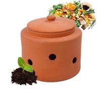 Relaxdays compostiera interrabile per lombrichi 5 L, Vaso scarti Cucina con Coperchio, Giardino