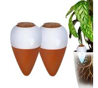 Relaxdays Coni Irrigatori, 2er Set, 350 ml, in ceramica, terracotta/bianco | per piante da interno e balconi