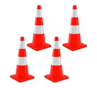 Relaxdays Coni segnalatori Riflettenti Set da 4, 75 cm, Alta visibilità, Sicurezza, Pet, Arancione/Argento