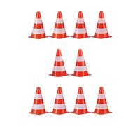 Relaxdays Coni Segnaletici, Set da 10, Impilabili, Stradali, Marcatori, Sacchetto Contenitore, 22 cm, Arancioni Bianchi