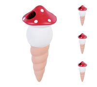 Relaxdays Cono di Argilla a Forma Sfere da Irrigazione a Goccia, Set da 4, Design a Fungo, 100 ml ciascuno, Irrigatore per Piante, Colorato, Ceramica