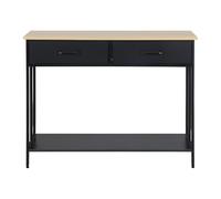 Relaxdays Consolle, HxLxP: 80 x 100 x 30 cm, MDF, metallo, stretta con 2 ripiani e 2 cassetti, ingresso, nero