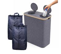 Relaxdays Contenitore bottiglie, 170 L, raccoglitore vetro, grigio | Fino a 60 2 sacchetti interni