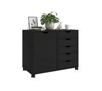Relaxdays Contenitore con rotelle, 5 cassetti e 2 Scomparti, HLP: 65x78x40 cm, armadietto