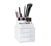 Relaxdays Contenitore Cosmetici, Porta-Trucchi, 3 Cassetti, Make-Up Organizer per Rossetti, Smalti, Acrilico, Bianco