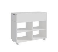 Contenitore su Ruote Relaxdays, 5 Scomparti, cassetto, HxLxP: 61 x 70 x 30 cm, Aperto, armadietto Mobile, Bianco