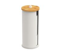 Relaxdays Portarotoli Carta Igienica, Contenitore Porta 3 Rotoli di Riserva, 49x14,5 cm, Piantana Ferro e bambù, Bianco