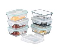 Relaxdays Contenitore per Alimenti con Coperchio Ermetico, Set da 6 Vaschette da 370 ml, Scatole Meal Prep, Trasparente