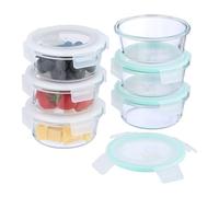Relaxdays Contenitore per Alimenti con Coperchio Ermetico, Set da 6 Vaschette da 400 ml, Scatole Meal Prep, Trasparente, Silicone, Plastica, Vetro