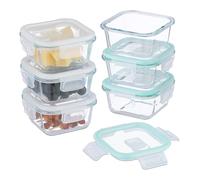Relaxdays Contenitore per Alimenti con Coperchio Ermetico, Set da 6 Vaschette da 520 ml, Scatole Meal Prep, Trasparente, Plastica, Vetro, Silicone