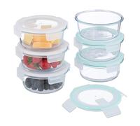 Relaxdays Contenitore per Alimenti con Coperchio Ermetico, Set da 6 Vaschette da 620 ml, Scatole Meal Prep, Trasparente, Silicone, Plastica, Vetro