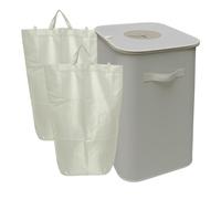 Contenitore per Bottiglie vuote Relaxdays, 100 L, 2 sacche, ab Washable, riciclabile, Beige