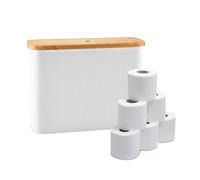 Relaxdays Contenitore per Carta igienica, 12 Rotoli, Altezza x Larghezza x profondità: 34,5 x 45 x 15 cm, Tessuto, bambù, Colore: Bianco