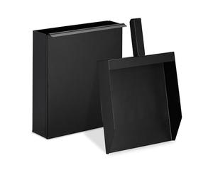 Relaxdays Contenitore per Cenere con Paletta, Accessorio per Camino, Gril, Stufa, Secchio, Pala con Cestino, Nero