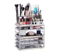 Relaxdays Contenitore per Cosmetici a 6 Cassetti, 22 Scomparti, Oro | Make Up Organizer, Porta-Trucchi, Acrilico
