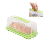 Relaxdays Contenitore per Dolci, Rettangolare, con Manico, per Plum-Cake & Torte HxLxP: 15x37x16 cm, Verde/Trasparente