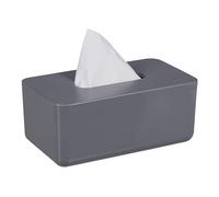 Relaxdays Contenitore per Fazzoletti con Coperchio in bambù, per Salviettine Igieniche, 10x23x13 cm, Plastica, Grigio