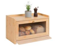 Relaxdays Contenitore per Pane, bambù, Tagliere, ripiano, Fori d'Aria, Finestra di visualizzazione, Altezza x Larghezza x profondità: 26 x 40 x 25 cm, Colore: Naturale