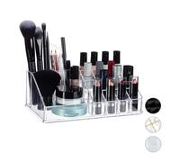 Relaxdays Contenitore Porta-Trucchi In Acrilico, Make-Up Organizer Con 16 Scomparti Per Cosmetici, Rossetti, Trasparente