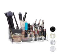 relaxdays Contenitore Porta-Trucchi In Acrilico, Make-Up Organizer Con 16 Scomparti Per Cosmetici, Rossetti, Oro