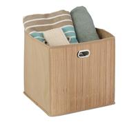 Relaxdays Contenitore Portaoggetti in bambù, Scatola Alta da Bagno, Quadrata, HLP 31 x 31 x 31 cm, Pieghevole, Naturale, 1 pz