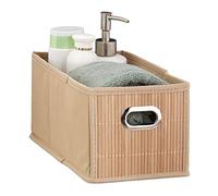 Relaxdays Contenitore Portaoggetti in bambù, Scatola da Bagno Rettangolare, HLP 14 x 15 x 31 cm, Pieghevole, Naturale