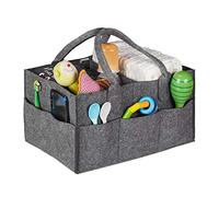 Relaxdays Contenitore Portapannolini, Borsa con 11 Scomparti, Divisori Estraibili, Organizer Portatile, Grigio Scuro