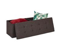 Relaxdays Contenitore Pouf, Capiente Panca Imbottita, Cassapanca Pieghevole con Separatori, 120 L, Divanetto, in marrone