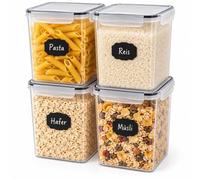 Relaxdays Contenitori alimenti, coperchio e adesivi, penna, 5,2 L | in PP e silicone, per cucina, set da 4 pz