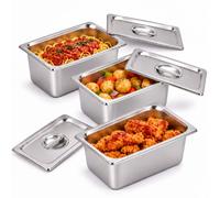 Relaxdays Contenitori GN 1/4 inox, set da 3