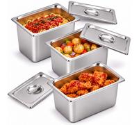 Relaxdays Contenitori GN 1/4 inox, set da 3