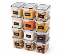 Relaxdays Contenitori per alimenti, trasparenti | set da 12, 0,8 l, HxLxP: 9x15x10 cm, plastica, coperchio ermetico