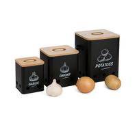 Contenitori Porta Cipolle Patate Scatole Aglio Barattoli Metallo Cucina Set 3