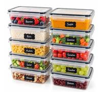 Relaxdays Contenitori salvafreschezza, trasparenti | set da 10, 1000 ml, HxLxP: 7x19x12,5 cm, plastica, coperchi ermetici
