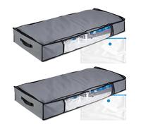 Set 2 contenitori sottoletto sottovuoto Organizer per armadio 70 L Maniglie