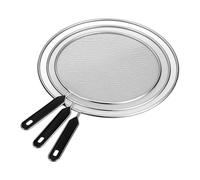 Relaxdays Coperchio Paraschizzi Padella, Set 3 Paraspruzzi Copri Pentola in Acciaio Inox, ∅ 25, 29, 33 cm, Manico, Nero