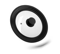 Relaxdays Coperchio universale, coperchio flessibile in vetro con bordo in silicone e foro per vapore, pentole e padelle con Ø 20-24 cm, nero 10027987_46, 5 x 25,5 x 25,5 cm