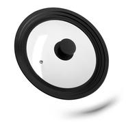 Relaxdays Coperchio Universale in Vetro, con Bordo in Silicone per Pentole & Padelle 22-26 cm, HxD: 5 x 27,5 cm, Nero