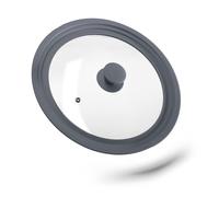 Relaxdays Coperchio Universale in Vetro, con Bordo in Silicone per Pentole & Padelle 26-30 cm, HxD: 5 x 31,5 cm, Grigio