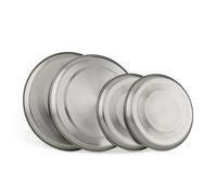 Relaxdays Coperchio Piano Cottura, Set di 4 Coprifornelli, per Piastra Elettrica, Copri Fornello, Acciaio Inox, Argento