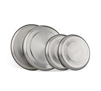 Relaxdays Coperchio Piano Cottura, Set di 4 Coprifornelli, per Piastra Elettrica, Copri Fornello, Acciaio Inox, Argento