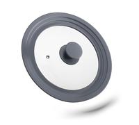 Relaxdays Coperchio Universale, con Bordo in Silicone & Foro per il Vapore per Pentole e Padelle Ø 20 - 24 cm, Grigio