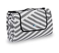 Relaxdays Coperta da picnic righe bianche e grigie