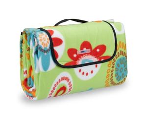 Relaxdays Coperta da picnic verde chiaro a fiori