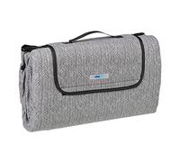 Relaxdays Coperta da Picnic XXL, 200 x 200 cm, Plaid Impermeabile da Spiaggia, Isolante, Telo con Il Manico, Grigio