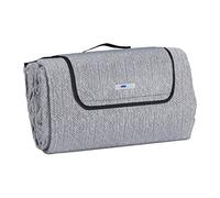 Relaxdays Coperta da Picnic XXL, 200 x 300 cm, Plaid Impermeabile da Spiaggia, Isolante, Telo Morbido con Manico, Grigio, Poliestere