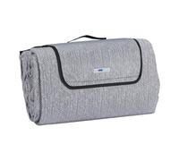 Relaxdays Coperta da Picnic XXL, 200 x 300 cm, Plaid Impermeabile da Spiaggia, Isolante, Telo Morbido con Manico, Grigio, Poliestere