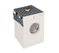 Relaxdays Cuscino Coprilavatrice con Tasche Portaoggetti, Poliestere, Copertura per Lavatrice, Asciugatrice, Frigo, Antracite, 130 x 50 cm