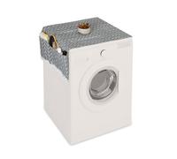 Relaxdays Cuscino Coprilavatrice con Tasche Portaoggetti, in Poliestere, Copertura per Lavatrice, Asciugatrice, Frigo, Grigio, 130 x 50 cm