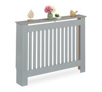 relaxdays Copritermosifone in Legno MDF, Copricalorifero Rustico, 83x112x19 cm, Copertura Protezione Termosifone, Grigio